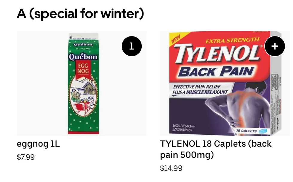 \u200bA screenshot of some offerings from Mimjim Express on Uber Eats.