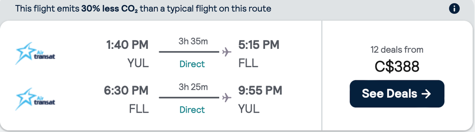 \u200bAir Transat flights from Montreal to Fort Lauderdale