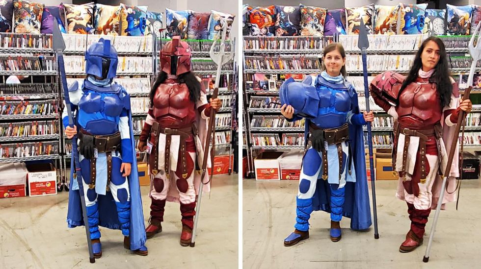 \u200bCosplay of two Mandalorian warriors.