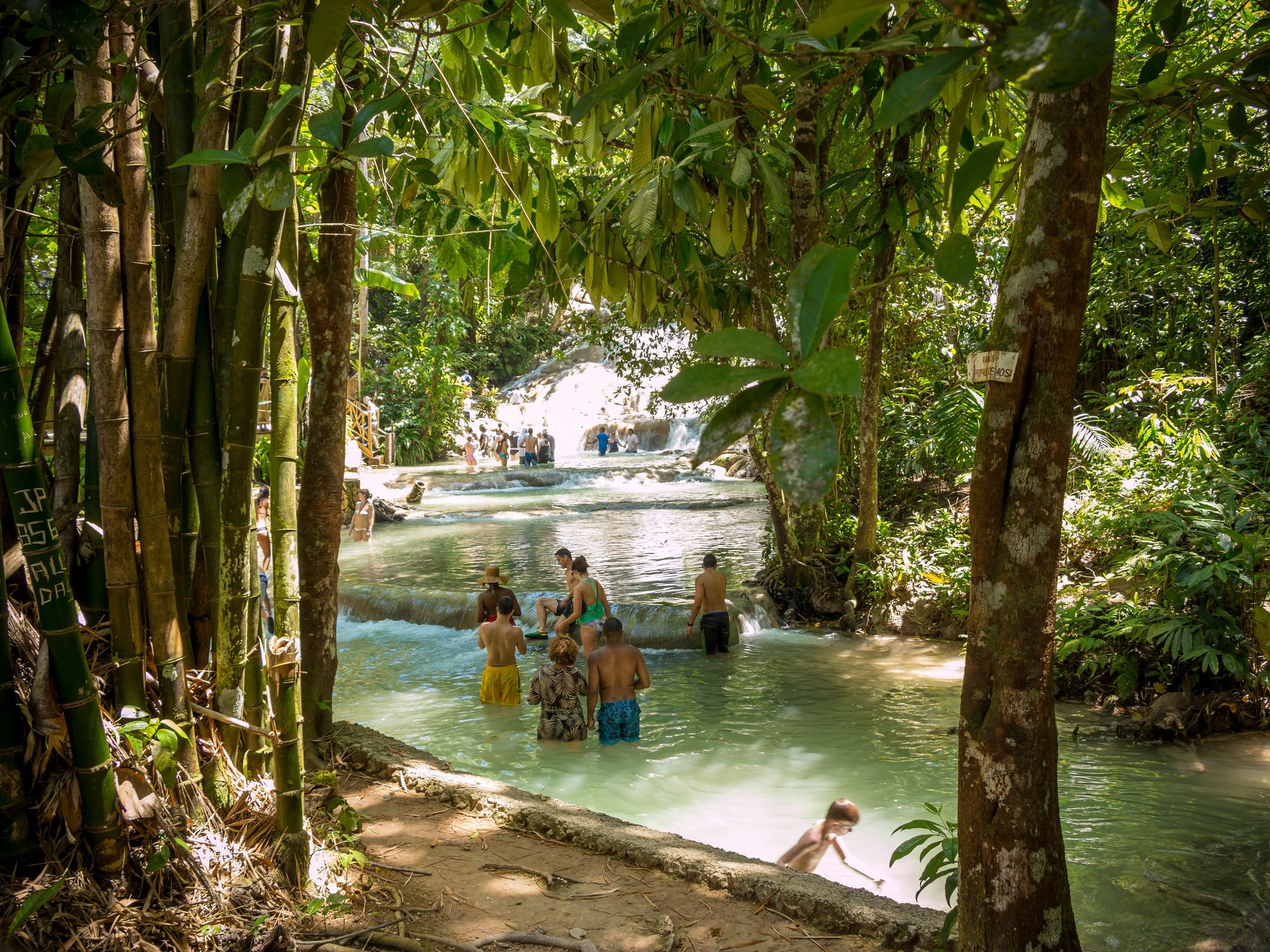 \u200bDunns River Falls in Jamaica near the town of Ocho Rios.