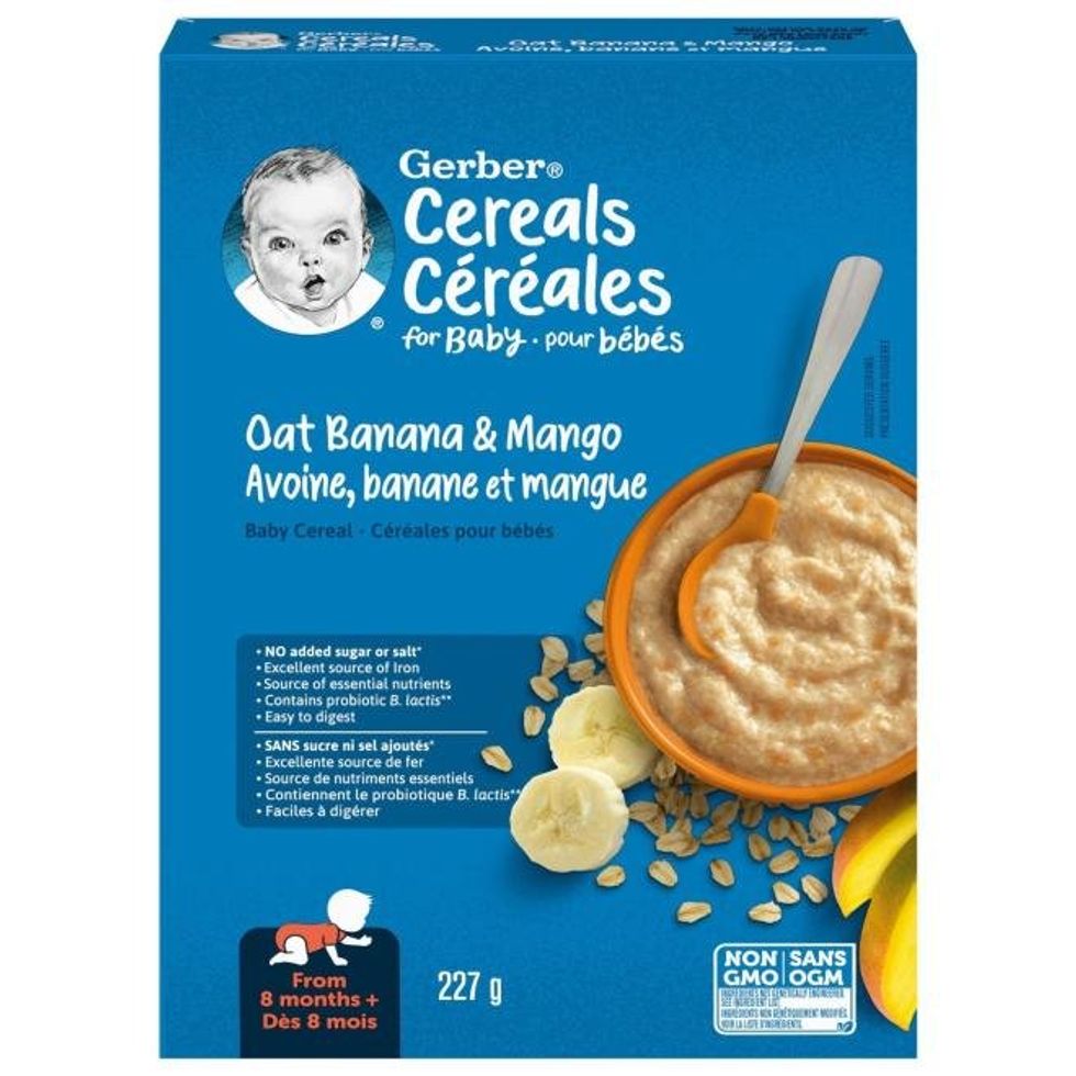 \u200bGerber Oat Banana & Mango Baby Cereal.