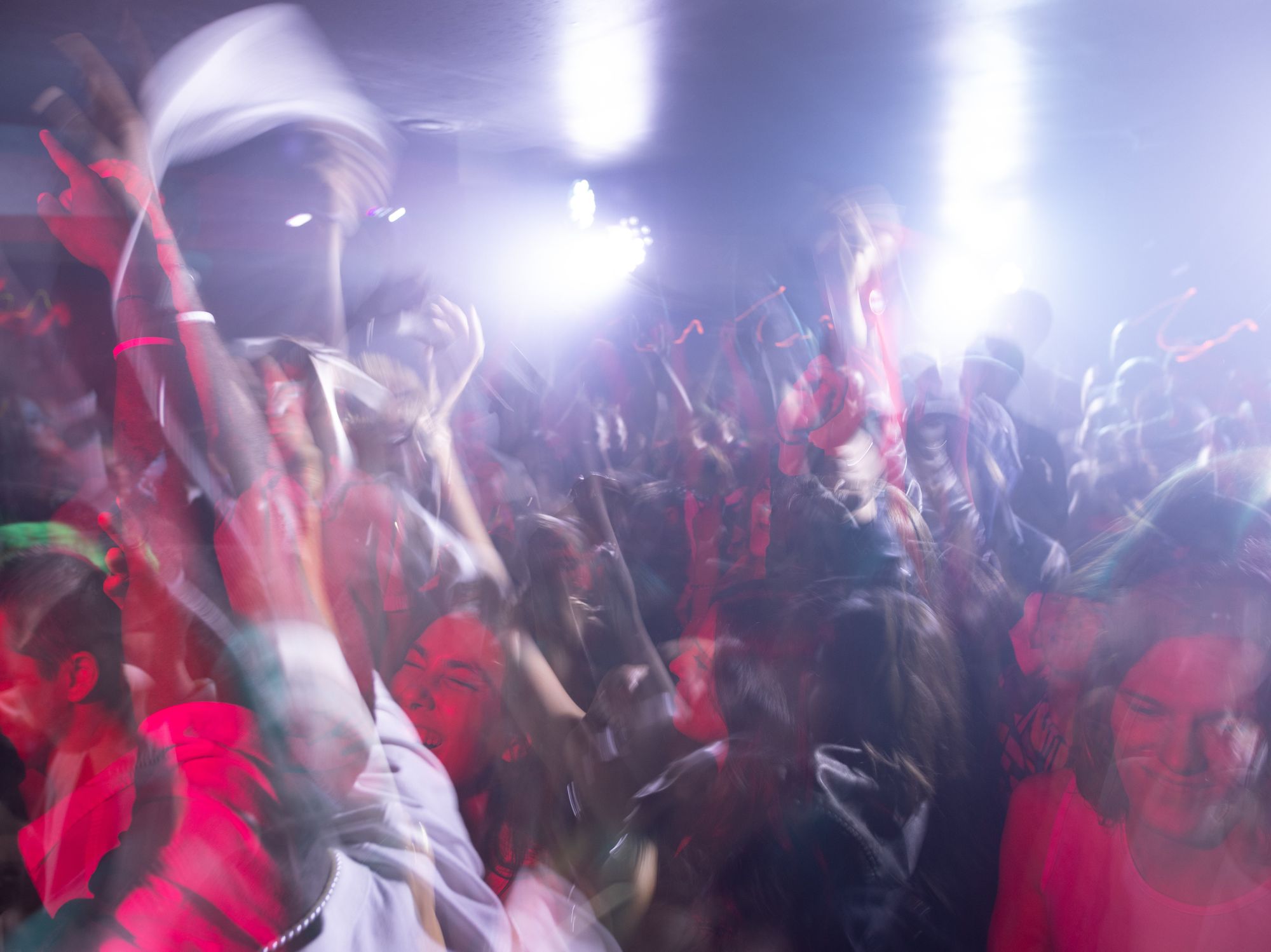 \u200bNot a phone to be seen among the upraised arms of partiers on the dancefloor.