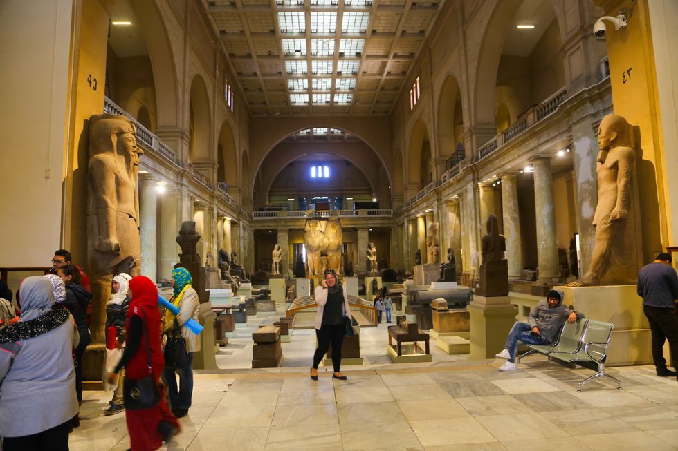 \u200bPeople inside the Egyptian Museum in Cairo.