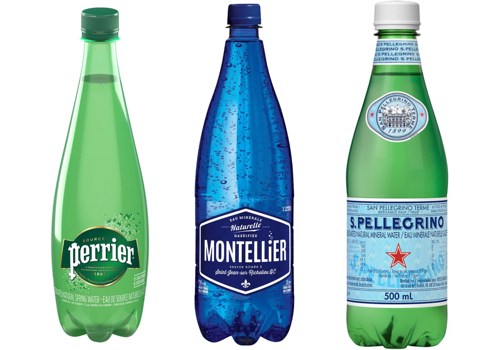 \u200bPerrier, Montellier and San Pellegrino sparkling water.