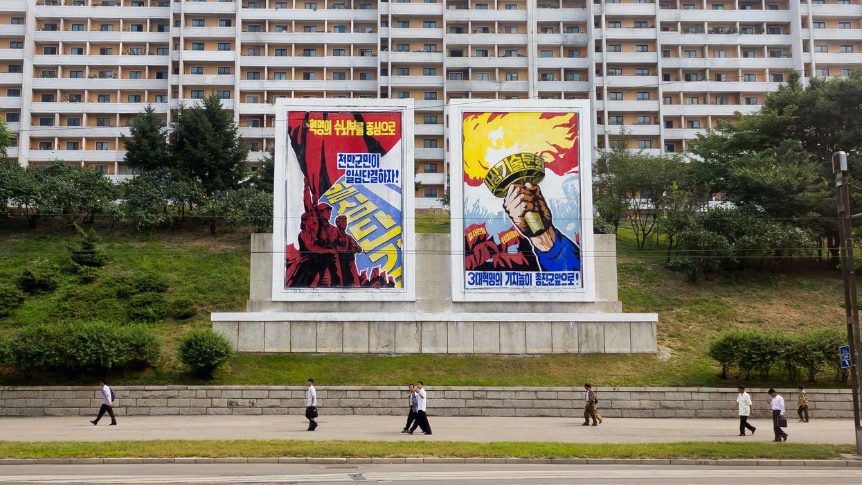 \u200bPolitical propaganda in North Korea.