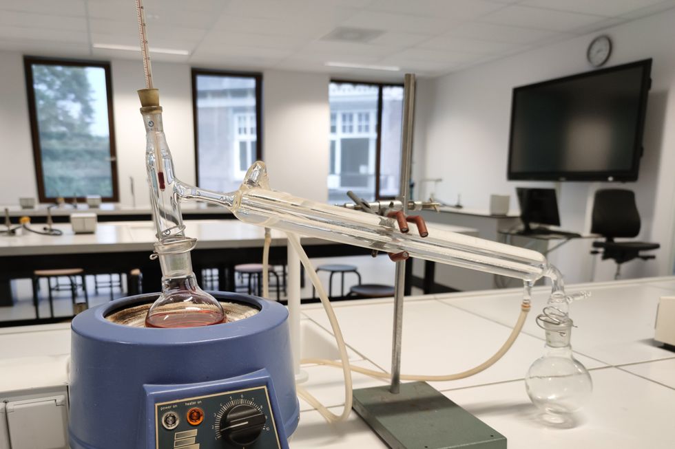 \u200bRed wine distilled in a classroom.