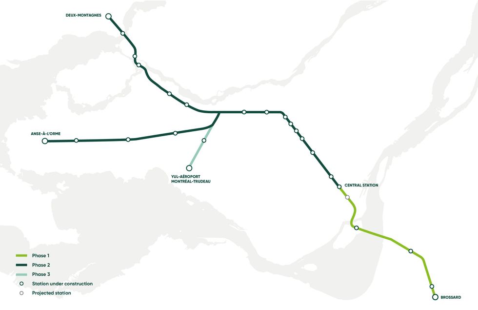\u200bREM construction in 2024 will extend service to the West Island, North Shore and downtown Montreal.