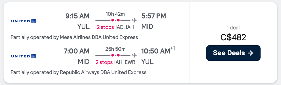 \u200bSkyscanner flights from Montreal to Merida with United Airlines.