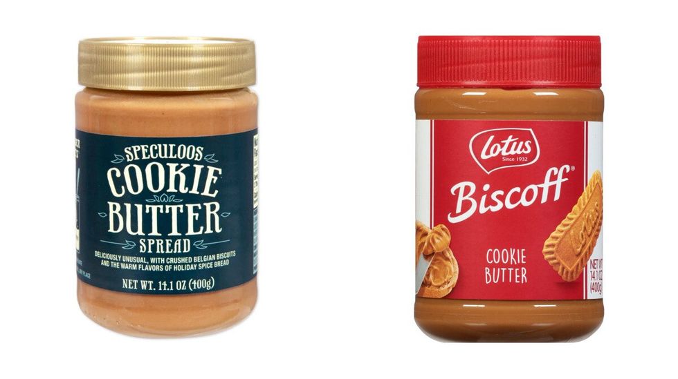\u200bSpeculoos Cookie Butter Spread. Right: Lotus Biscoff Cookie Butter.