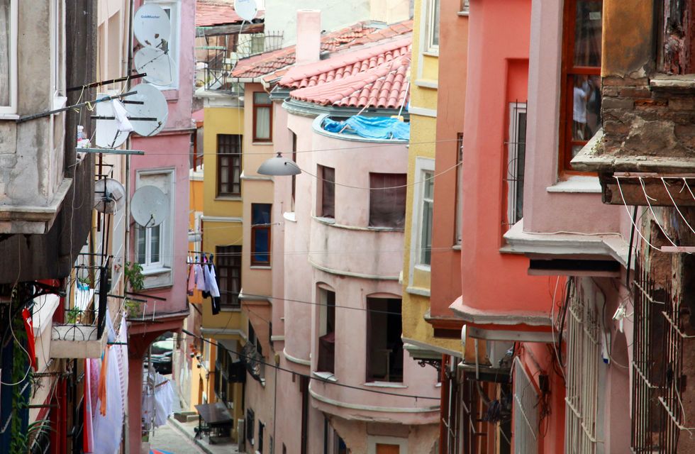 \u200bTraditional street and houses in the Balat District of Istanbul.