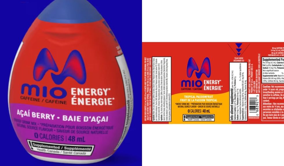 \u200bVarious MiO energy drink mixes and its nutritional facts.