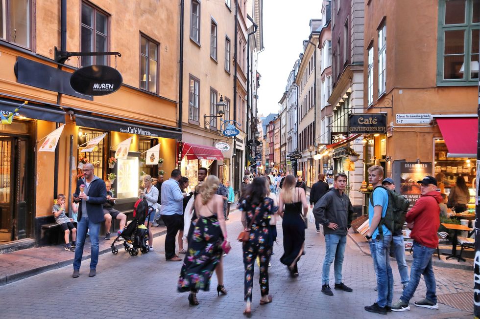 \u200bVisitors to Gamla Stan, or Old Town in Stockholm, Sweden.