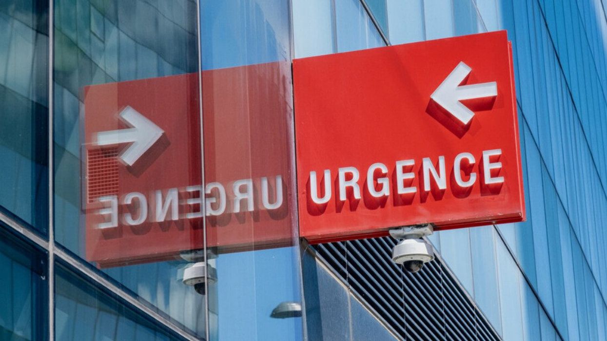 Urgence Emergency in french sign on the facade of a hospital in Montreal, Canada