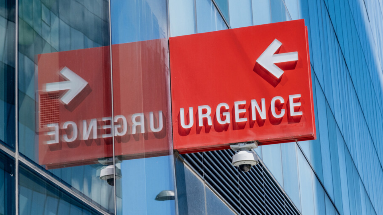 "Urgence" sign on the façade of a hospital in Montreal.