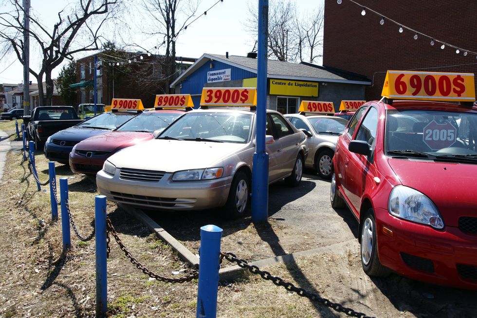 Used cars for sale in a lot.