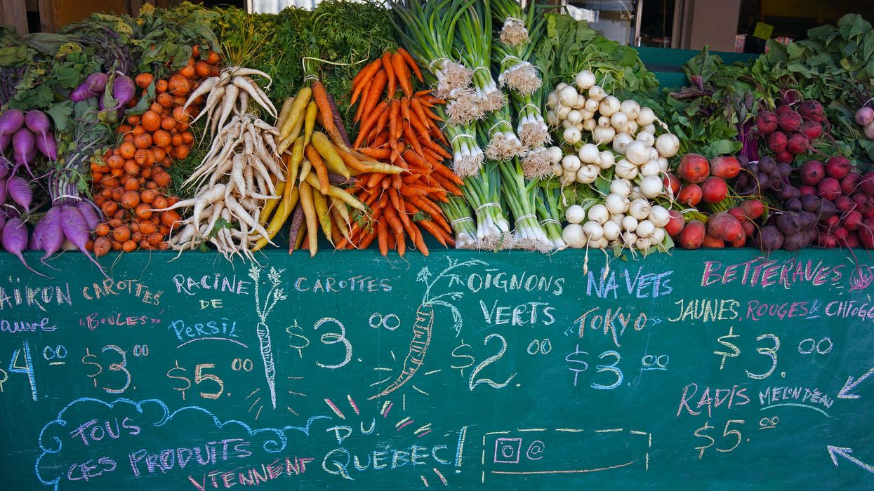 Vegetables and prices at Montreal's Marché Jean-Talon.
