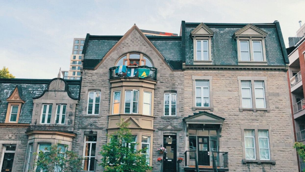 Victorian style apartments buildings exterior on Montreal district in downtown Montreal.