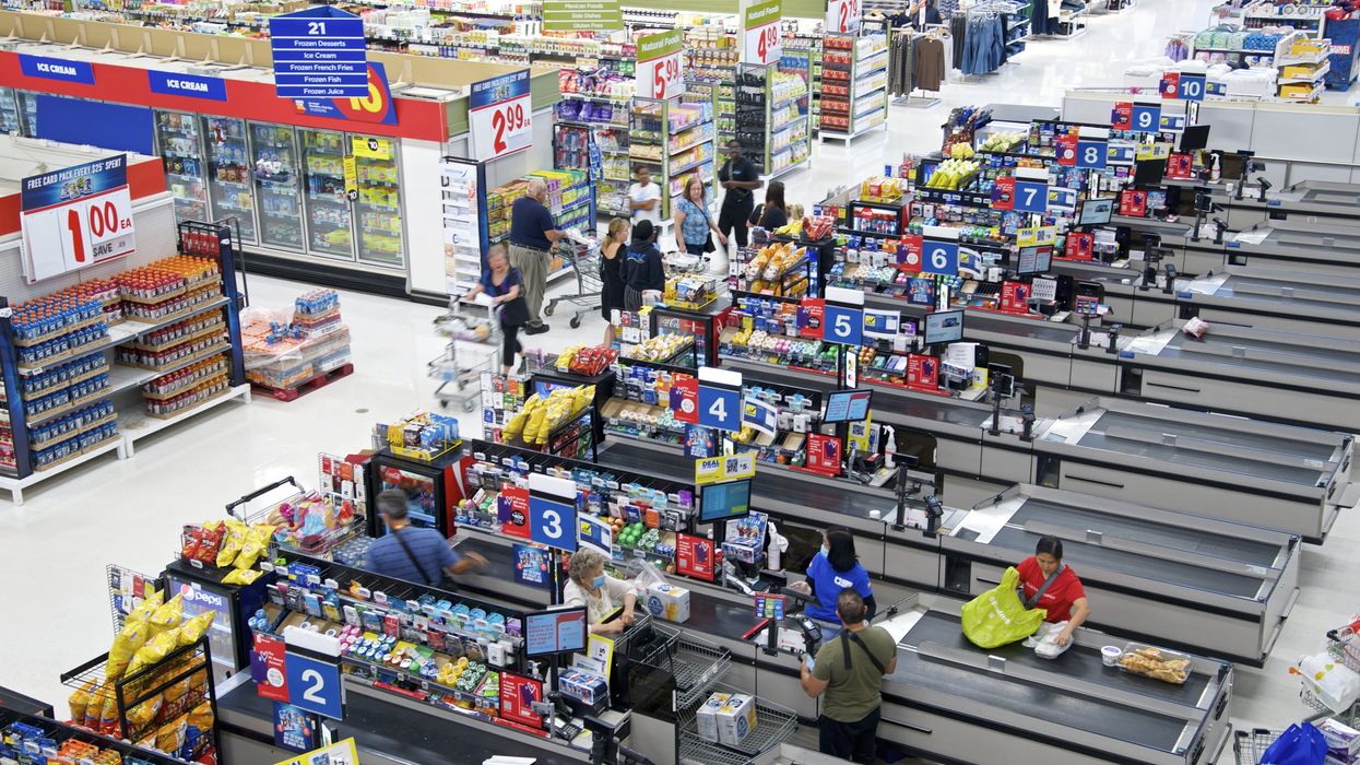 View from above of a Canadian supermarket checkout.
