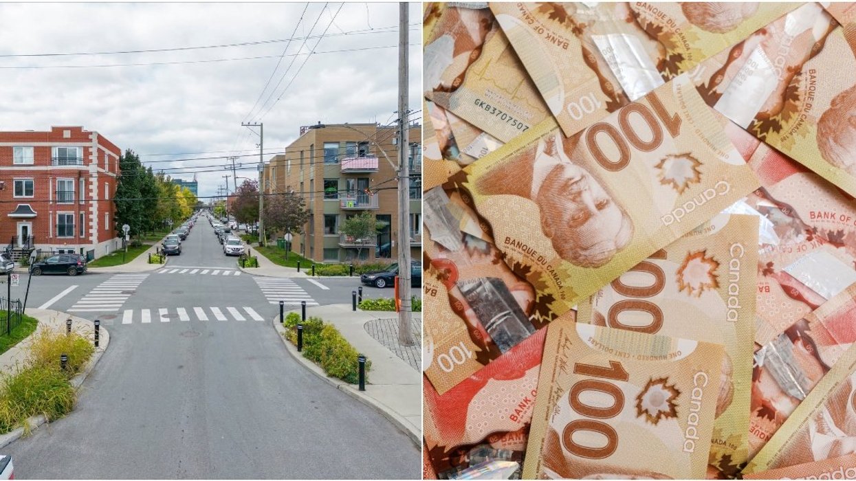 Villeray, Montreal. Right: Canadian money.