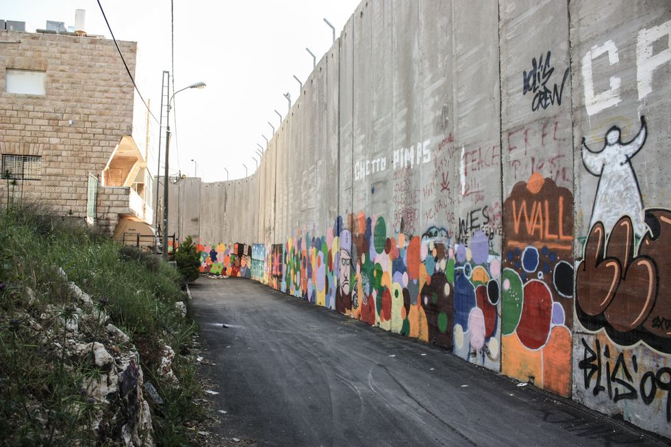 Wall between the occupied Palestinian territory and Israel.
