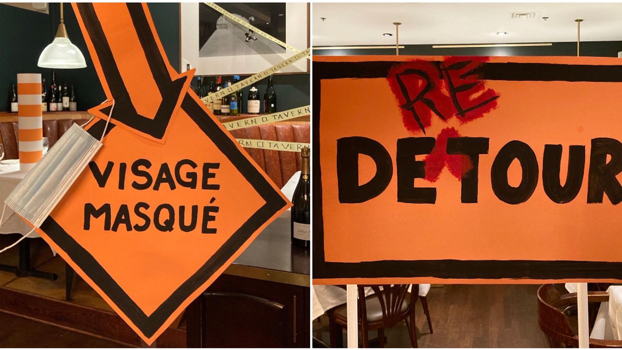 Westmount's Tavern On The Square Set Up A Health Rule Construction Zone (PHOTOS)