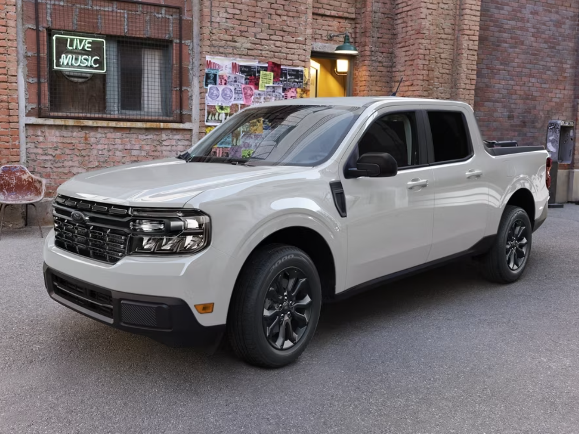 White Ford Maverick.