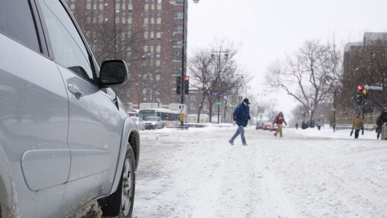 Winter Driving in Montreal, Pedestrian Crossing.