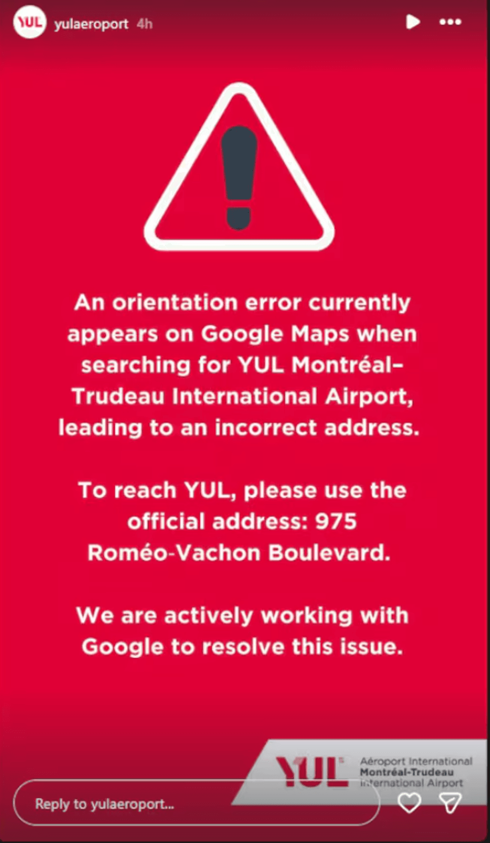 YUL's Instagram story from Monday February 16.