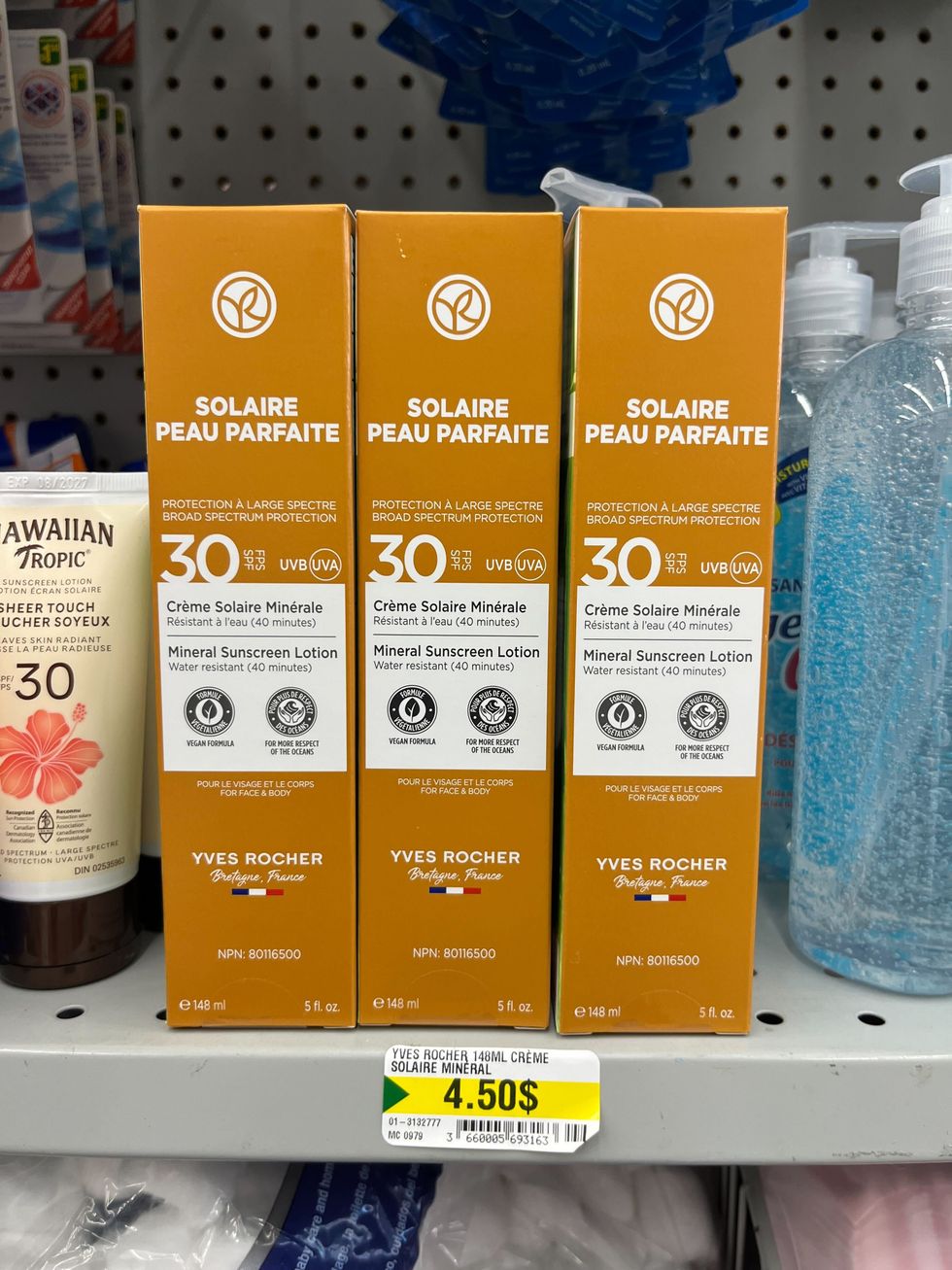 Yves Rocher creams at a dollar store in Montreal.